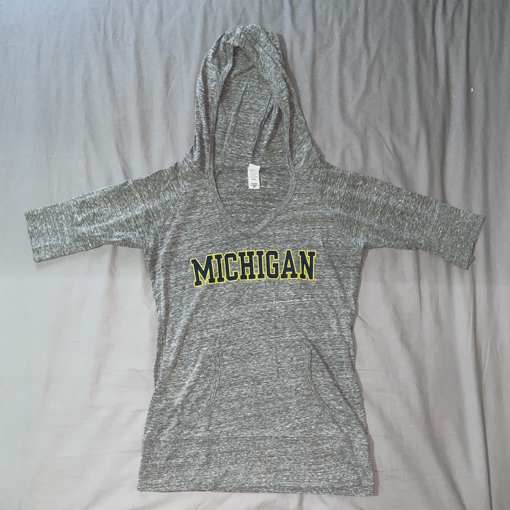 Michigan Grey Hooded Top
